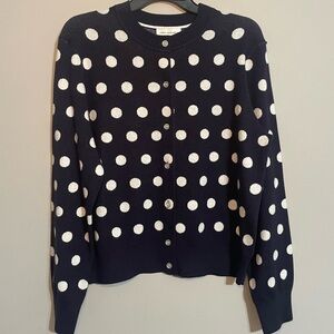 Free Assembly Navy Polka Dot Button-Up Sweater Large BNWT